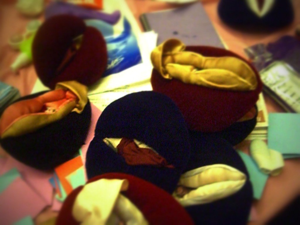 Hand puppet vaginas at OhMegan's presentation in 2012.